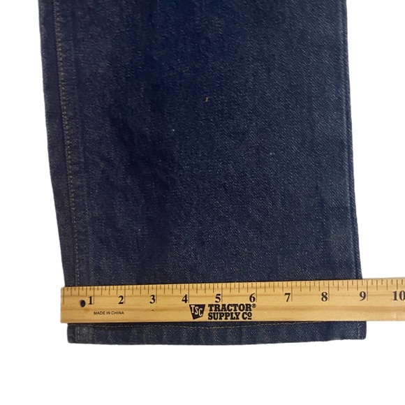 Retro Wrangler Cowboy Cut Rodeo Jeans M Plus Size 42x34 High Rise Dark Blue Work - Picture 10 of 10